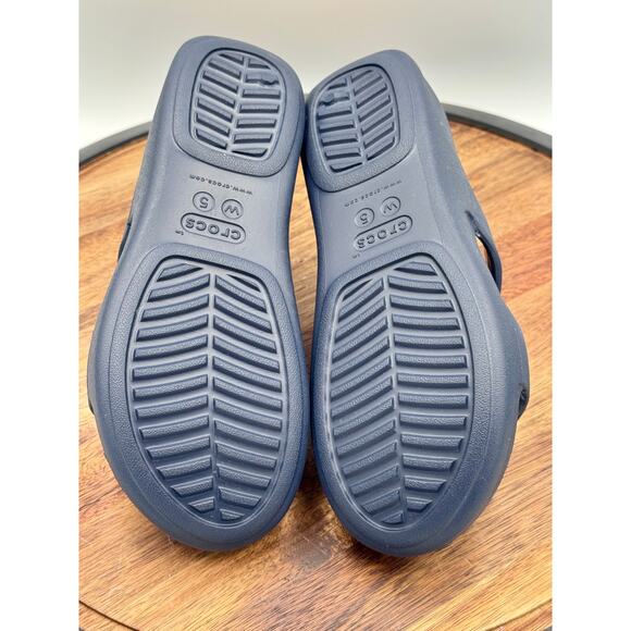 CROCS Monterey Diamante Wedge Women's 5 Navy Blue Slides Open Toe Shoes - Picture 7 of 9